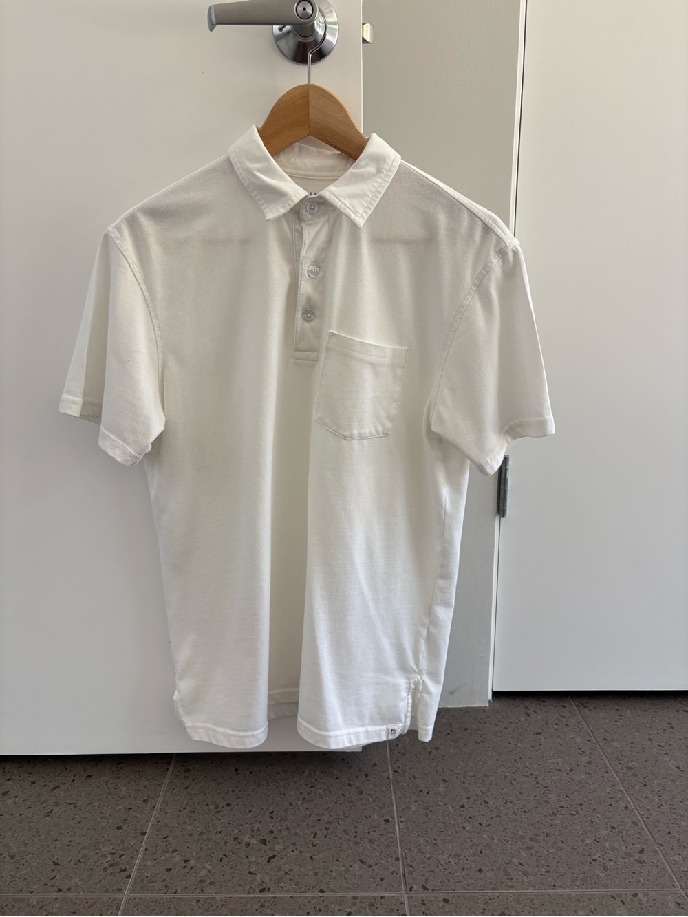 Fair Harbor Classic White Polo Shirt with Chest Pocket - Men's